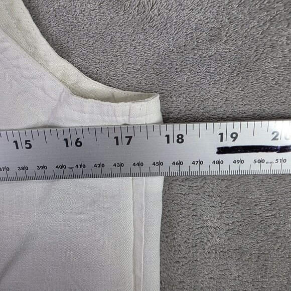 Womens Brett Harrison White Tank Top 100% Linen Embroidered Square Neck Size 10 - Picture 6 of 8